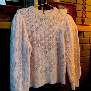 NWOT JCREW PUFF SLEEVE SWEATER szM crochet wool lace puff sleeve BALLETCORE